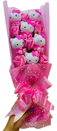 Presente Especial Buquê Fofo Kitty Com Rosas Artificiais Cor Hello