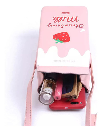 Billetera De Caja De Leche Fruta Encantadora Plátano Fresa