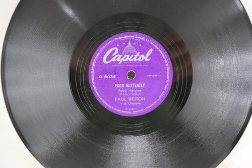 D516 Paul Weston -- Time On My Hands Poor Butterfly 78 Rpm