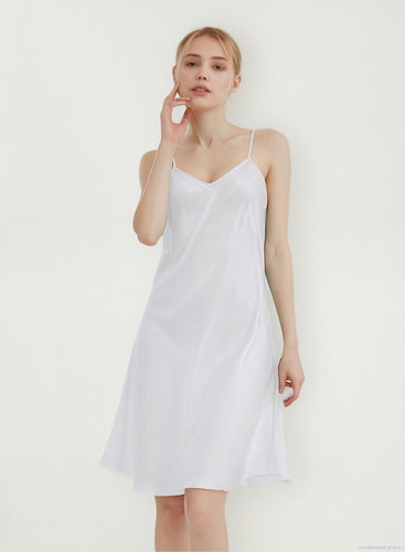 Camisón Con Tirantes Con Cuello En V Liso A La Moda