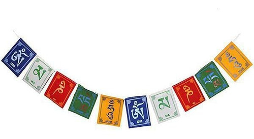 Bandeiras De Oração Tibetana Om Mani Padme Hum Mantra - 8cm