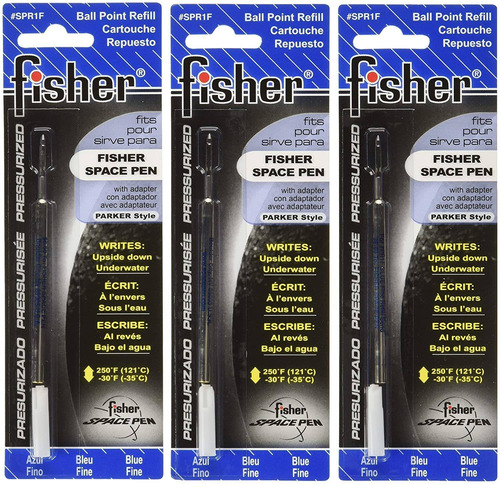 Cartuchos Presurizados Fisher Space | Tinta Azul | 3-pack