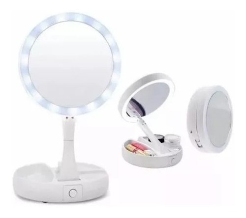 Imagen 4 de 7 de Espejo Con Luz Led Para Maquillaje Plegable + Aumento X10