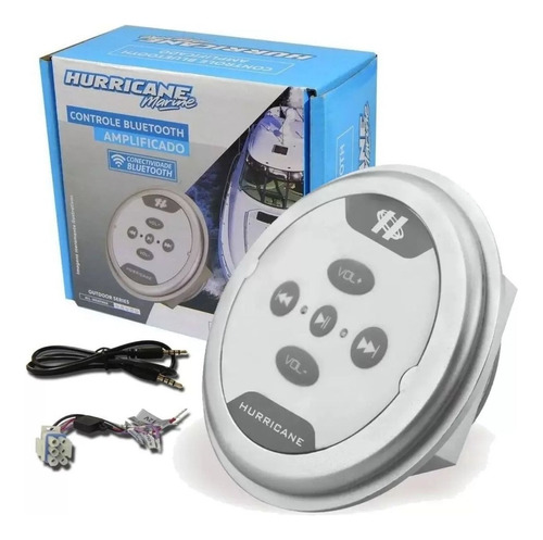 Controle Bluetooth Amplificador Hurricane Marítimo 2 Canais Cor Branco