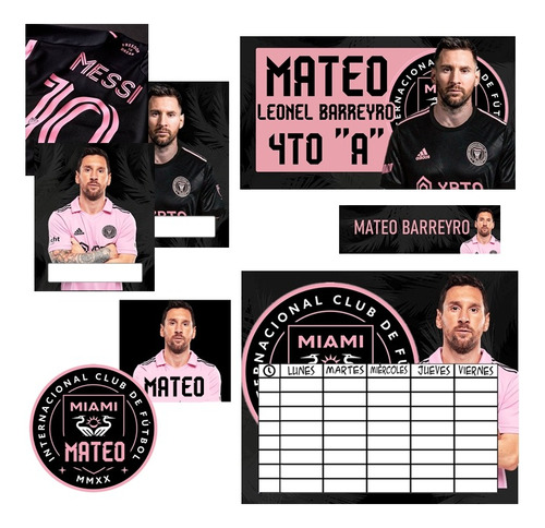 Kit Escolar Imprimible Messi Inter Miami Etiquetas Escolares