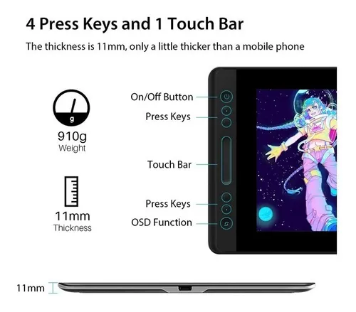 Tableta Digitalizadora Huion Kamvas Pro 13 Gt-133 Black