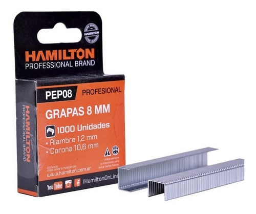 Grapas Para Pep 8 Mm Caja X 1000 Unidades Hamilton Pep08