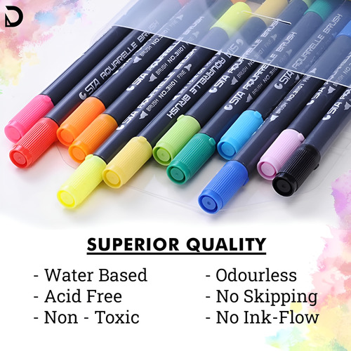 Marcadores Doble Punta Acuarelables X 12 Colores