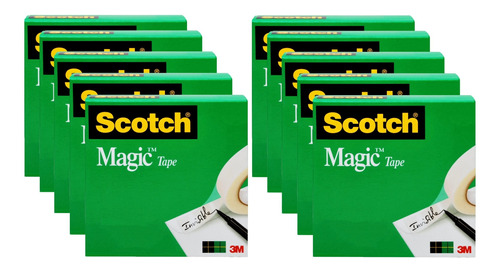 Set 10 Cintas De Oficina Scotch Magic 3/4'' X 800''