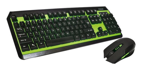 Kit Teclado Y Mouse Gamer Inalámbrico Noga Nkb 4 Negro Verde