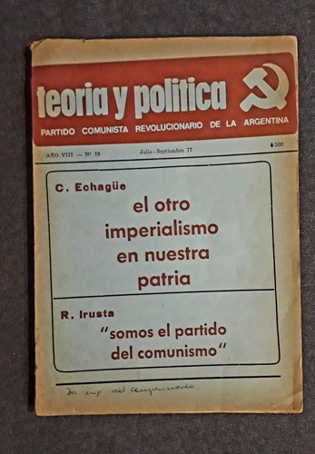 Teoría Y Política. Partido Comunista Rev. Graiver Frondizi