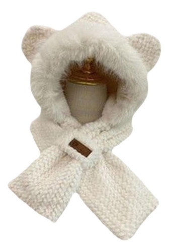 Bufanda Con Capucha De Felpa Con Orejas, Conjunto De Gorro Y