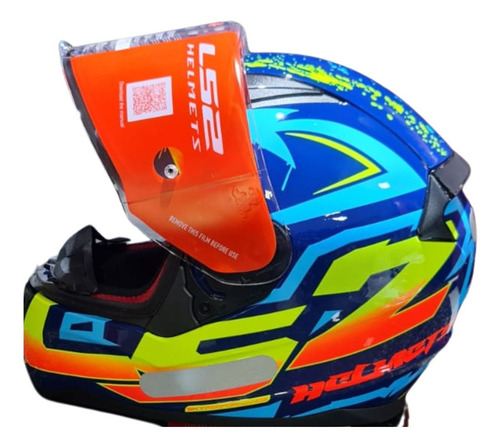 Capacete Ls2 Ff353 Rapid Tagline E Balaclava Azul/amarelo Tagline 58