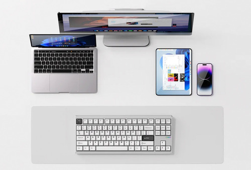 Teclado Mecanico Mchose Gx87 Ultra Silver Aluminio Bluetooth Teclado Silver Anodic Mcgx87a7 Idioma Inglés Internacional