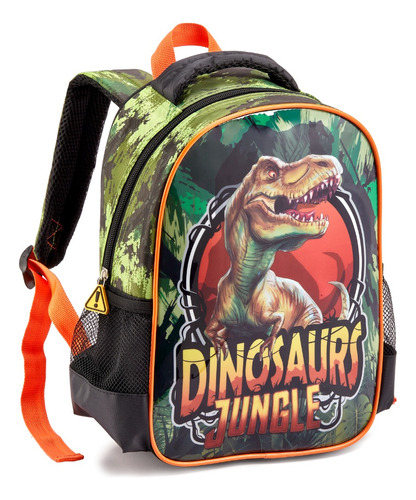 Mochila De Costas Dinossauro Escolar Meninos Cor Laranja