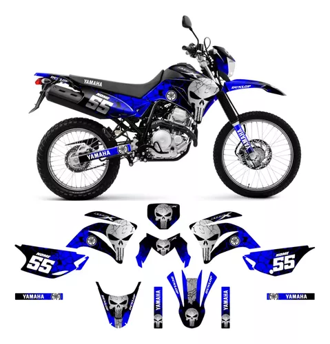Kit Adesivo Moto De Trilha Ttr 230 Fox Raposa Azul Ttr13