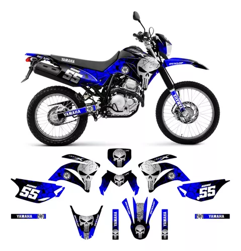 Kit Adesivo Moto Cross Trilha Xtz 250 Lander Fox Azul Lm215