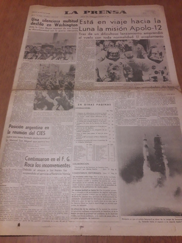 Diario La Prensa 15 11 1969 Apolo 12 Luna Astronautas 