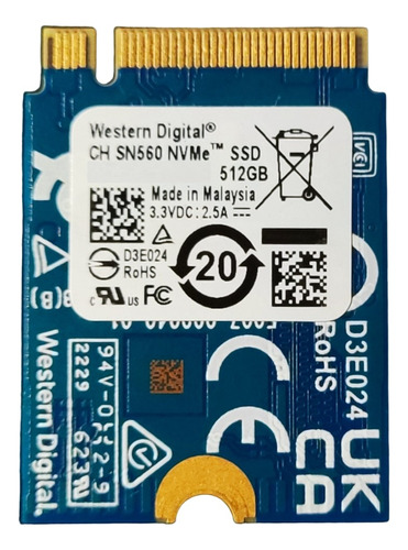 Ssd Nvme 512gb Western Digital M.2 2230 Sn530 Y Sn560 (Reacondicionado)