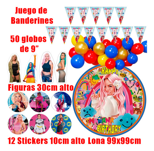 Kit Decoracion Set Globos Cumpleaños Tematica Karol G