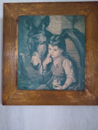 Cuadro De Niña Con Burro   Francisco Ribera  Artwork