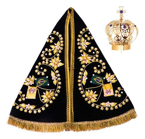 Manto Nossa Senhora Aparecida 40cm E Coroa Folheada