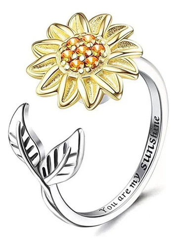 Anillo Ajustable Girasol Luna Giratorio Anti Estrés Regalo