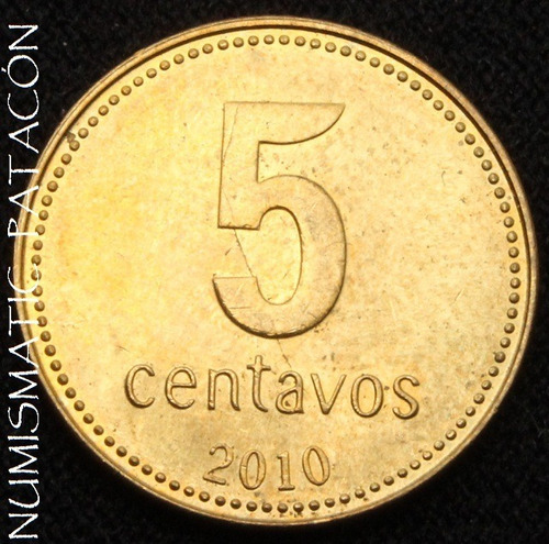 Argentina 5 Centavos 2010 Anverso Y Reverso Cuño Rajado Vf