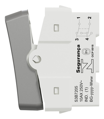 Módulo Miluz Interruptor Intermediario 10a 250v Alumínio Sch Cor Prateado
