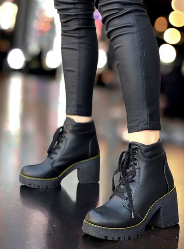 Botines Para Dama Botas Combat Estilo Militar Con Tacón