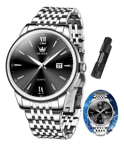 Olevs Reloj Para Hombre Reloj Plateado De Acero Inoxidable P