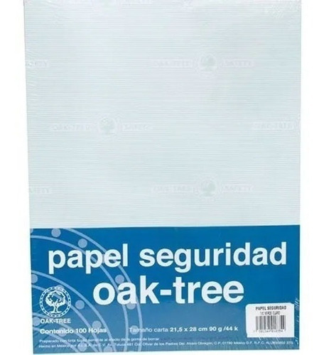 Papel Seguridad Carta 500 Hojas Marca Oak-tree Azul Claro