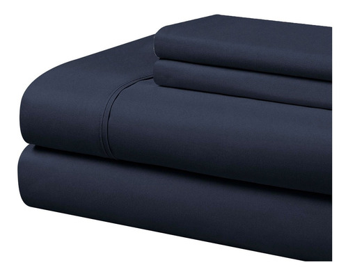 Imagen 1 de 9 de Juego De Sabanas Soft Matrinoniales Tacto Suave Azul Marino