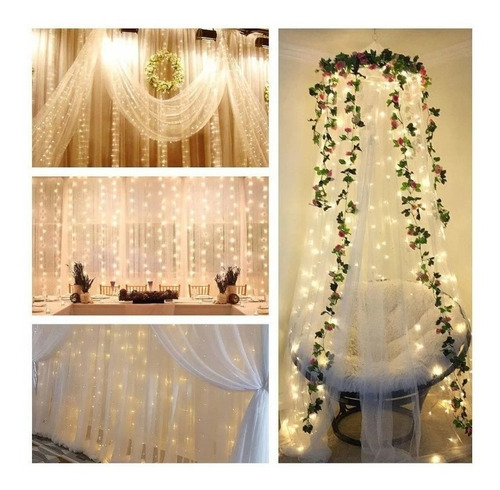 Cortinas Decorativas Luz Led Control Remoto 3x3m 300 Leds