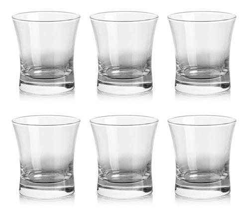 Pack X6 Vasos Whisky Moon 270ml Vidrio Licor The Kitchen Color Transparente