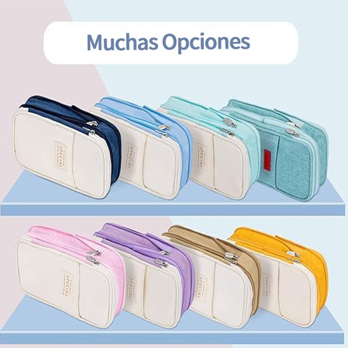 Estucheraz Escolares Lapicera Doble Capa De Gran Capacidad Color Azul claro YYugolo