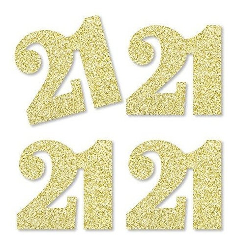 Gold Glitter 21 - No-mess Real Gold Glitter Cut-out Numbers 