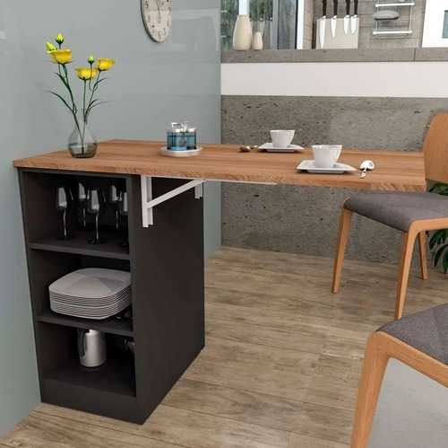 Armario Auxiliar Con Mesa Barra Plegable Desayunador
