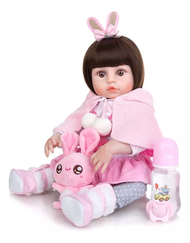 Boneca Bebê Reborn Brastoy Coelinha 100% Silicone