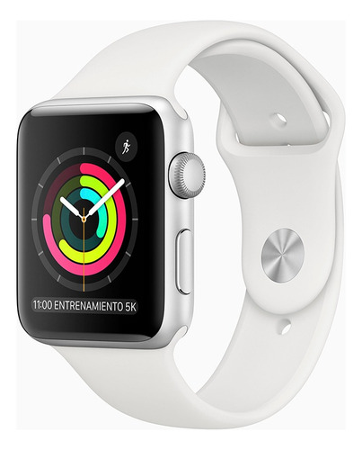 Apple Watch  Series 3 (GPS) - Caja de aluminio plateado de 42 mm - Correa deportiva blanco