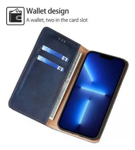Funda protectora para iPhone, tipo cartera, color azul, iPhone 6plus