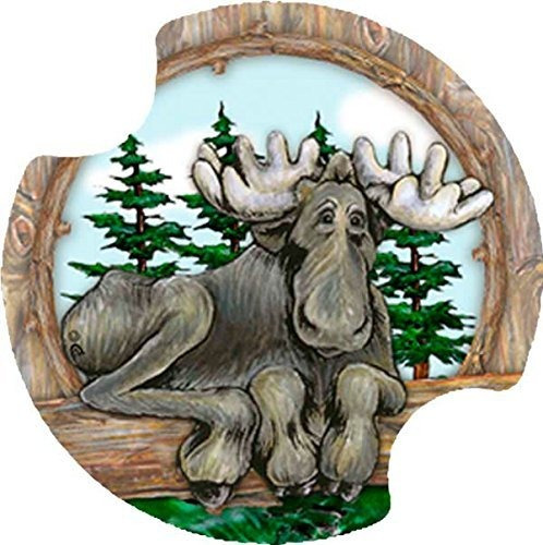 Thirstystone Big Sky Moose Car Cup Holder Coaster, 2-pack