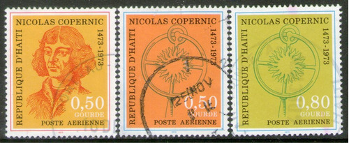 Haití 3 Sellos Aéreos Usados 500° Nicolás Copérnico Año 1974