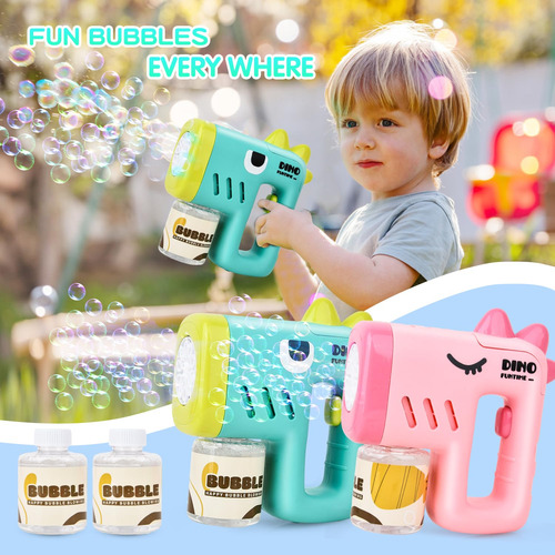 Paquete 2 Pistolas Burbujas Niños, Soplador Automático 10 Ag Color