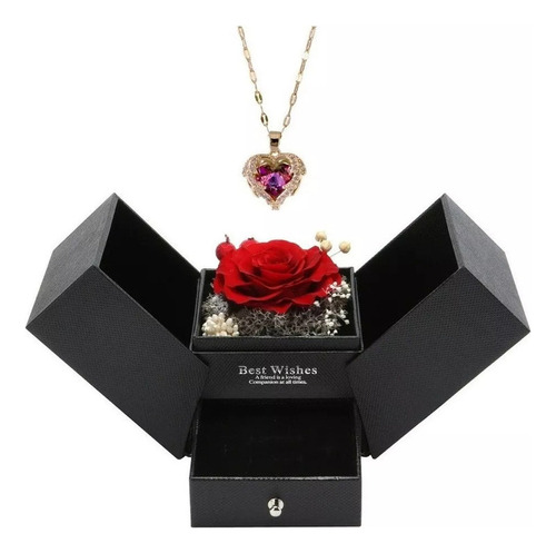 Collar De Corazón De San Valentín Regalo De Flor Eterna