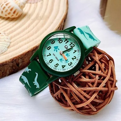 Reloj Infantil Para Niño Q & Q Dinosaurios Análogo Vr99j010y