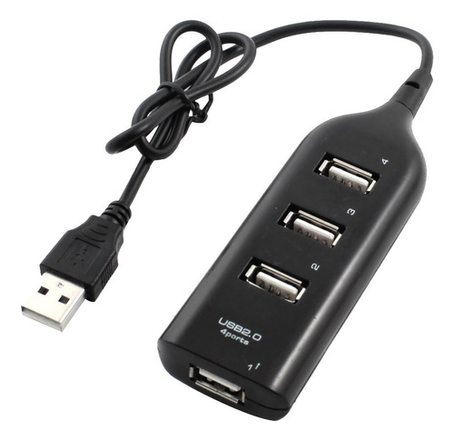 Qtqgoitem Cable Negro 4 Puerto Usb 2.0 Alta Velocidad Hub