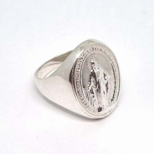Imagen 4 de 8 de Anillo Plata Medalla Milagrosa Ovalado Tipo Sello