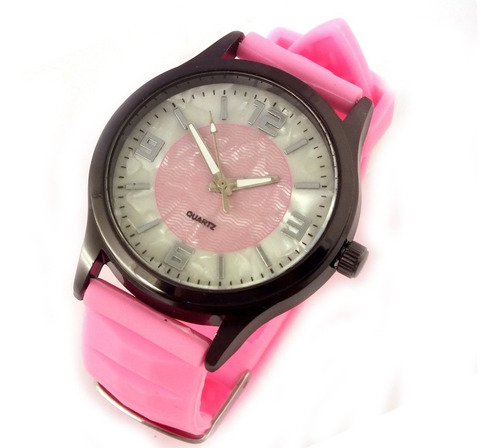 Relógio Feminino Quartz Com Pulseira Rosa Em Borracha B5622