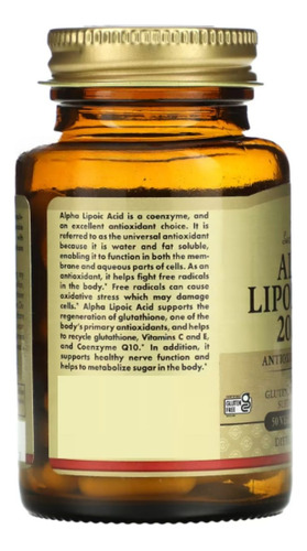 Acido Alfa Lipoico 200mg 50 Capsula Solgar Alpha Lipoic Acid